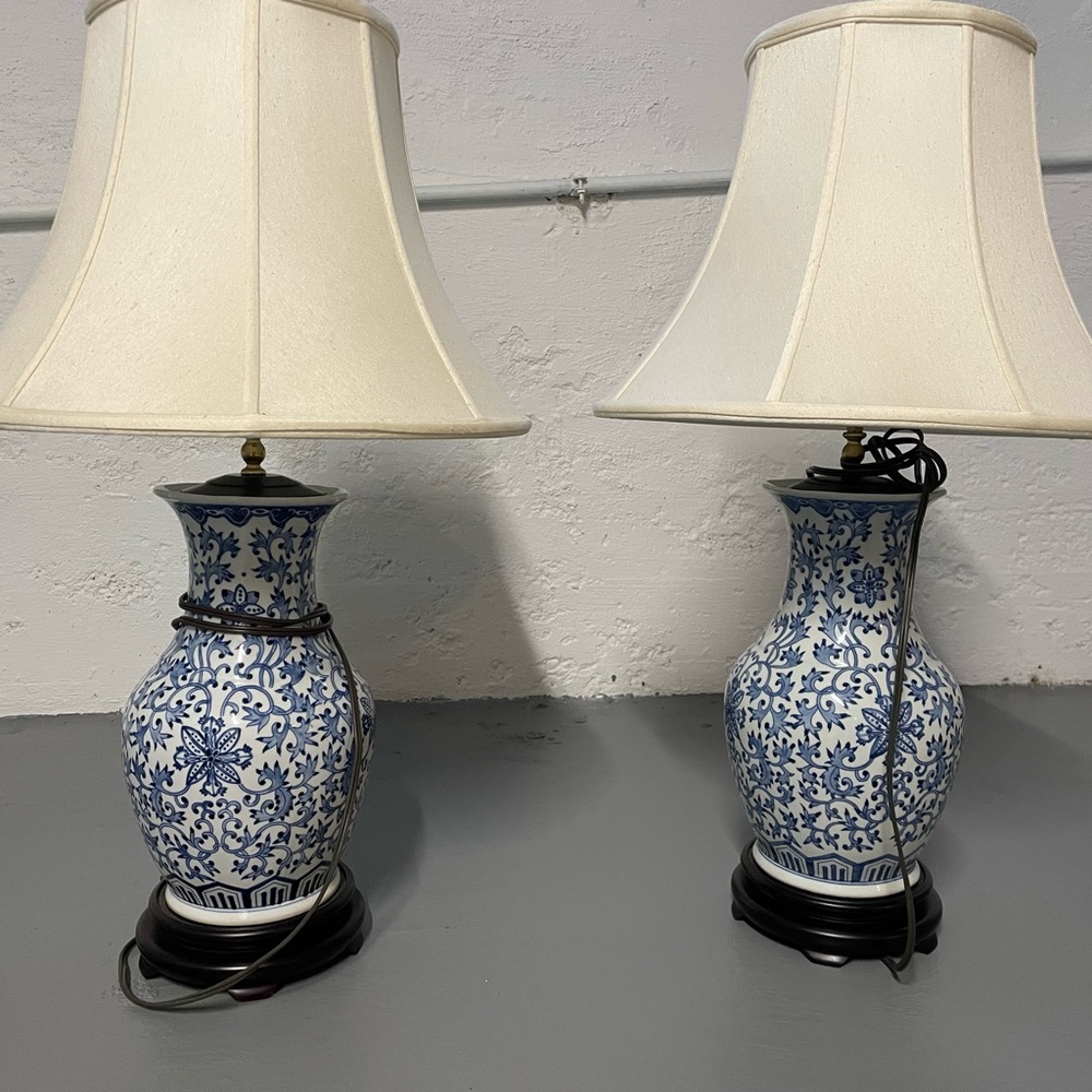 Blue & White Porcelain Vase Lamp(s)